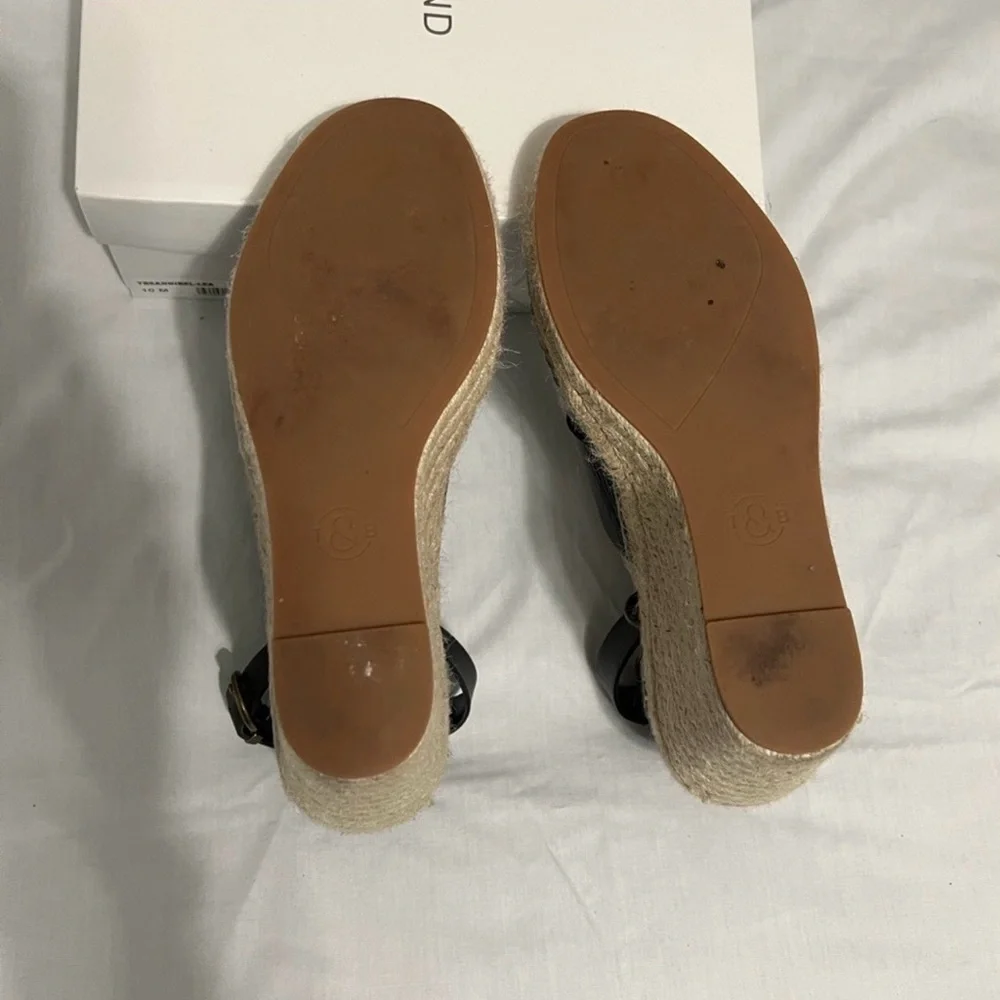 Treasure & Bond Black Leather Sannibel Wedges EUC
